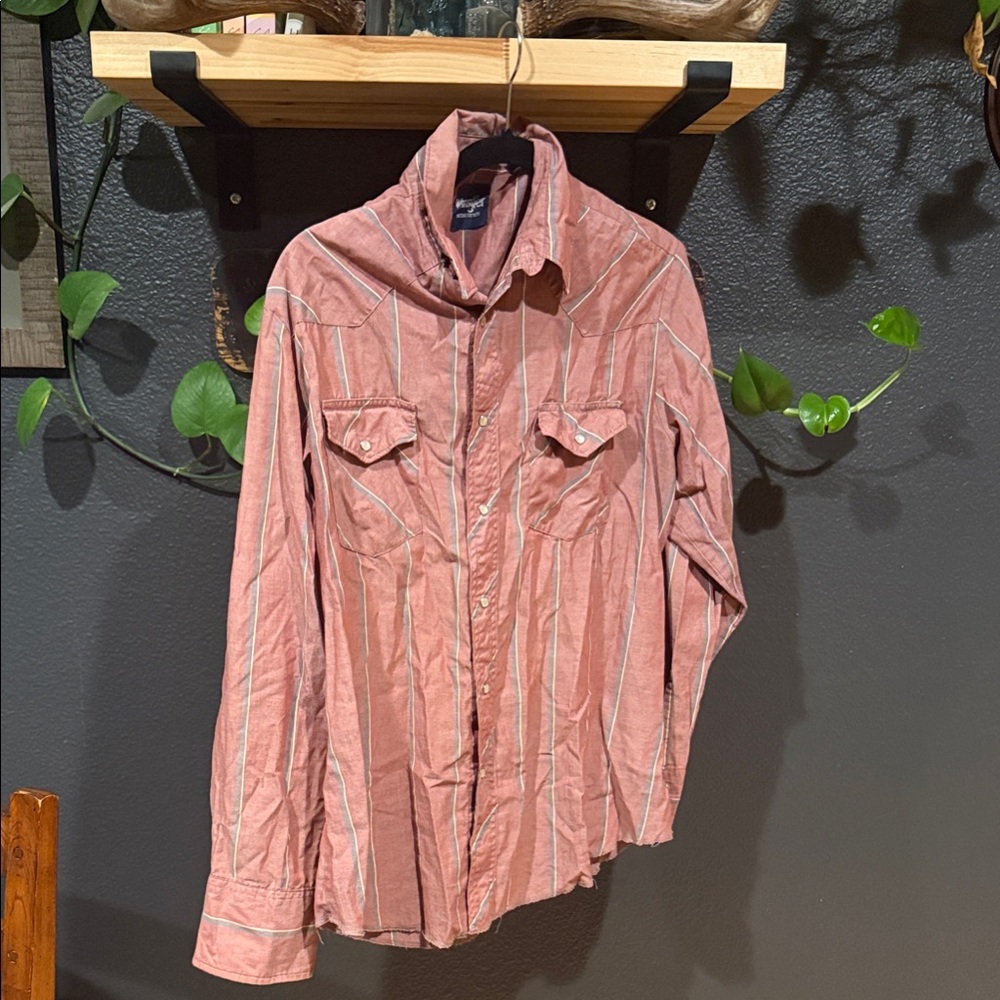 Wrangler Men's Pink Striped Shirt Jacket